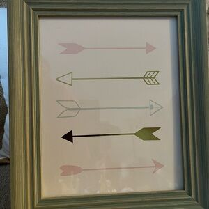 Framed Arrow Print Wall Art in Pink, Green, Teal, and Black
